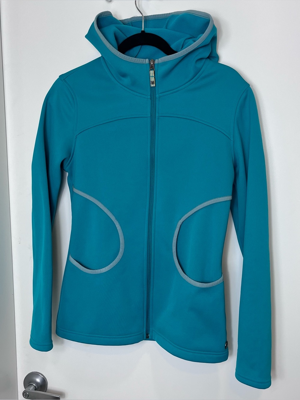 Burton Aqua Blue Hooded Full Zip Jacket Lightweight Medium Scuba Snow Winter